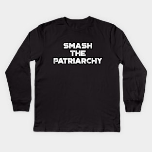 Smash The Patriarchy Vintage Retro (White) Kids Long Sleeve T-Shirt